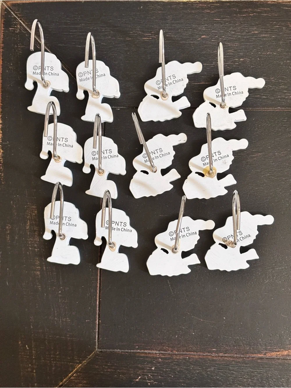 Peanuts Snoopy & Woodstock Christmas Holiday Shower Curtain Hooks Set Of 12